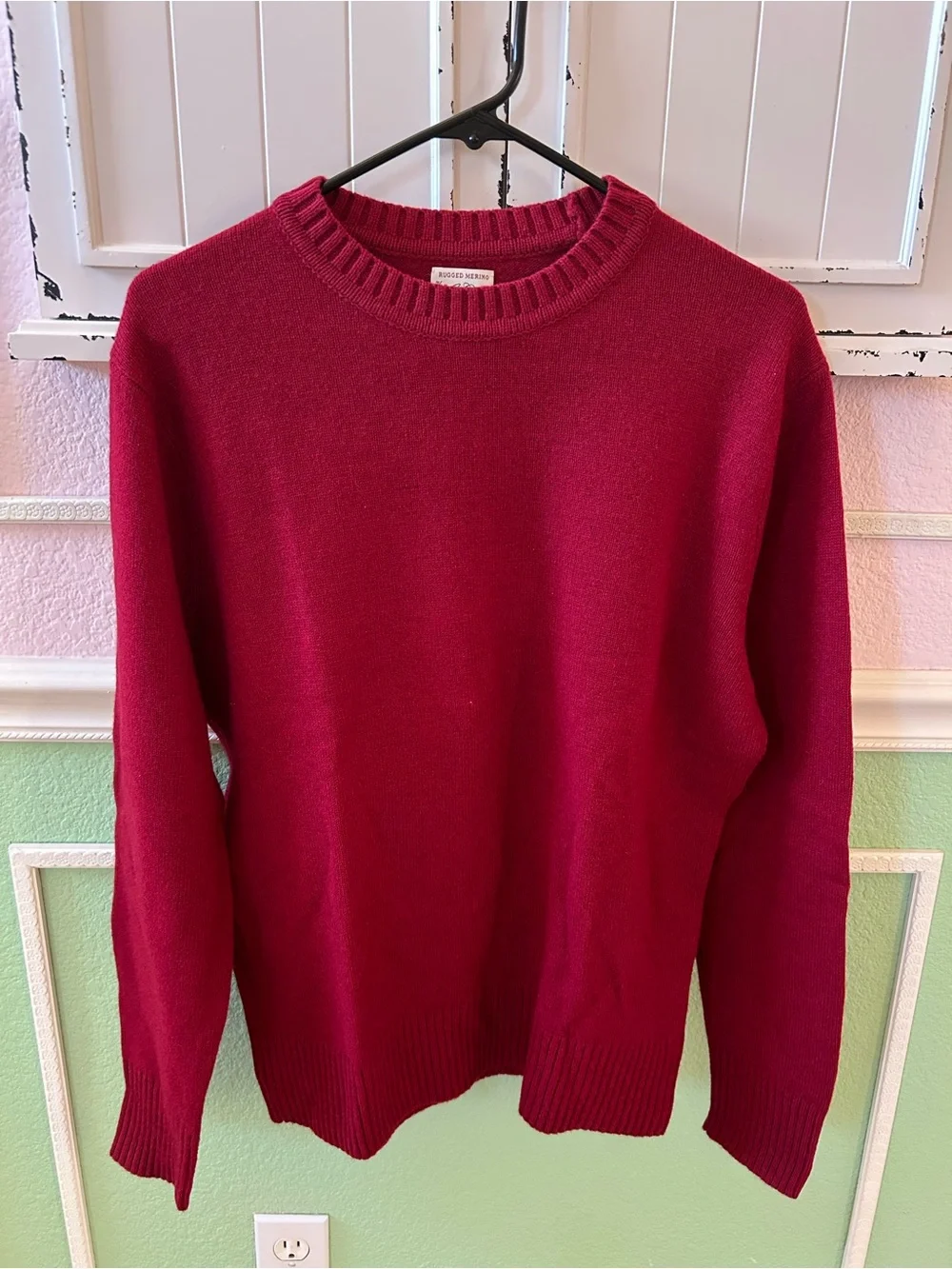 J. Crew Men's Merino Wool Crewneck Sweater in Deep Burgundy Medium